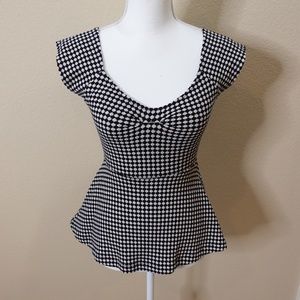 Anthropologie Deletta Peplum Top with Open Back Size XS